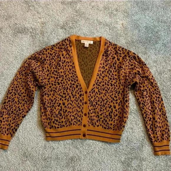 Jones New York leopard print sweater brown with navy spots size medium - Picture 1 of 9
